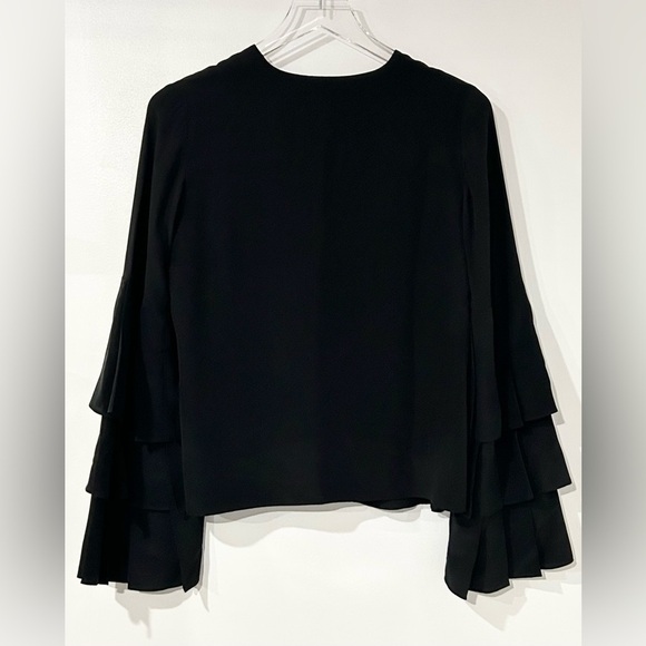 Alexis Valencia Silk Tiered Sleeve Blouse in Black S - Picture 6 of 7